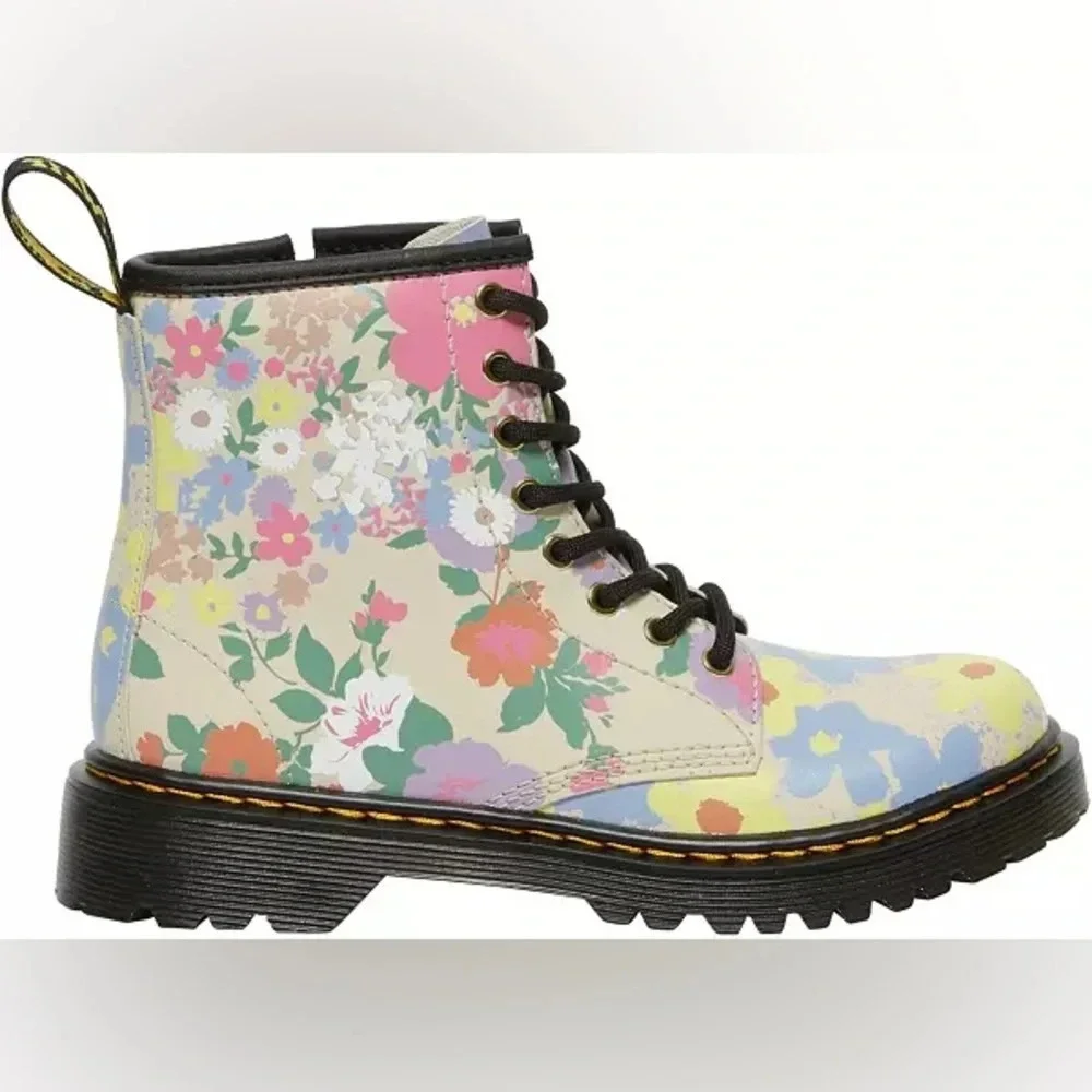 NWOB Dr. Martens Youth Pascal Floral Mashup Backband Boots c8